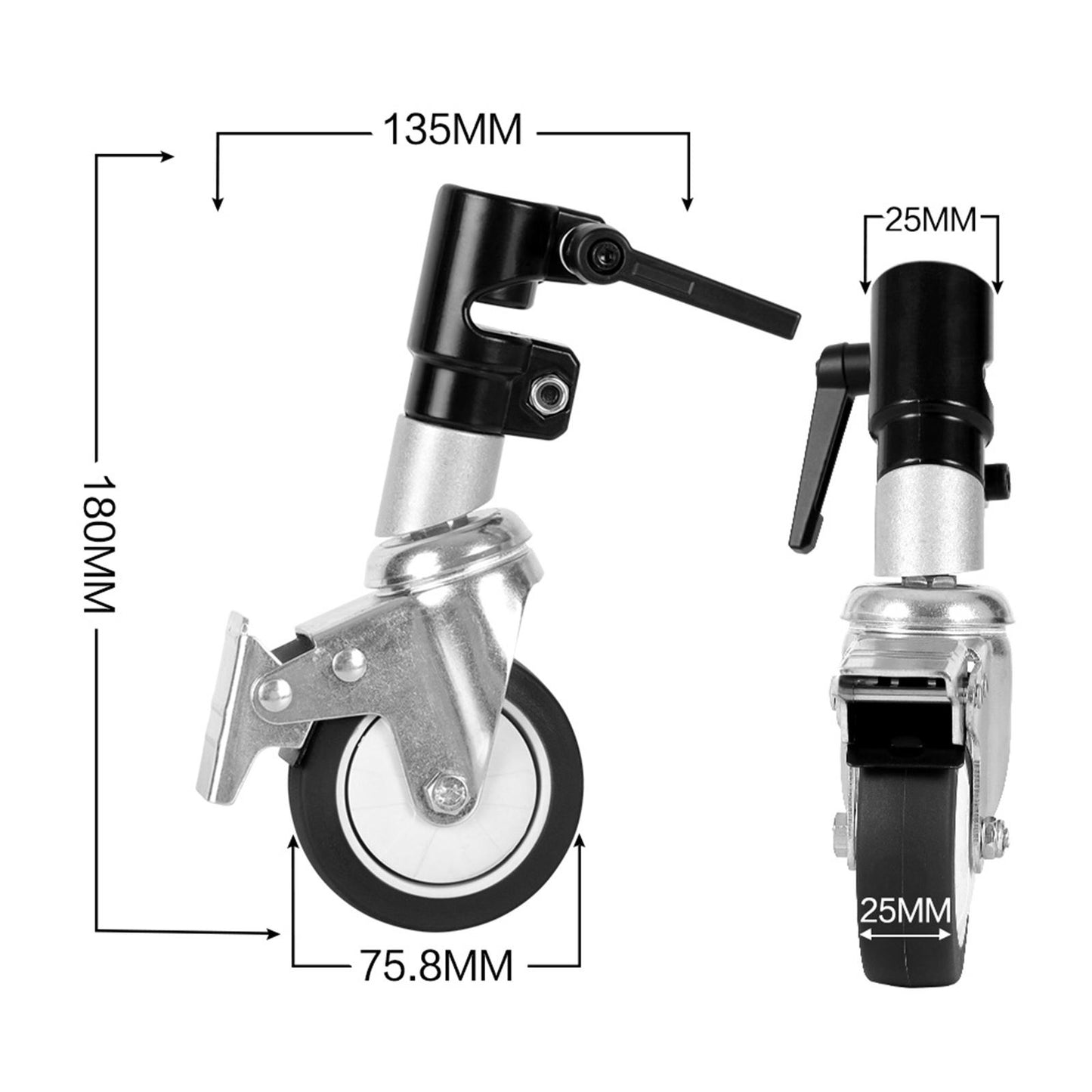 3pcs Swivel Caster Wheels Photography Stand for Photo Video Light Stand