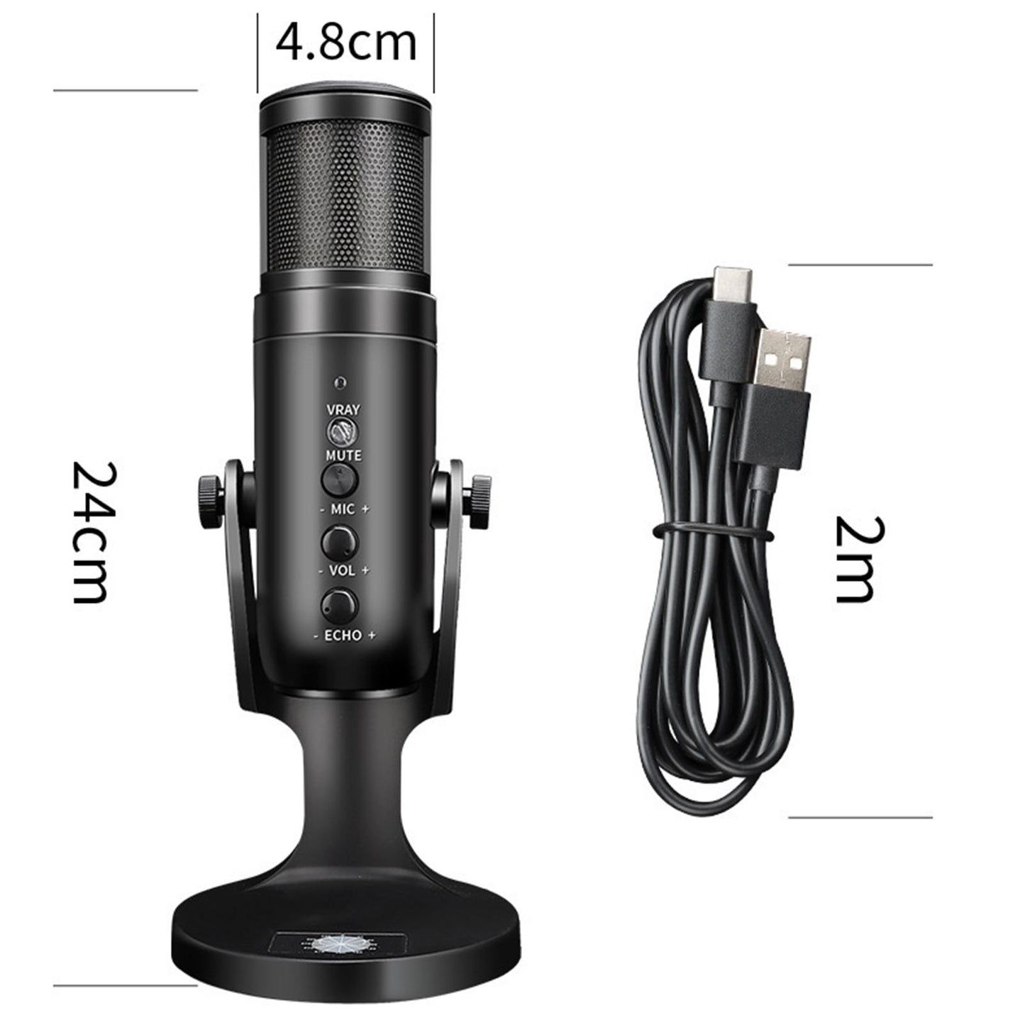 USB-C RGB Computer Microphone for PC Laptop Recording Mic Gaming Microphone