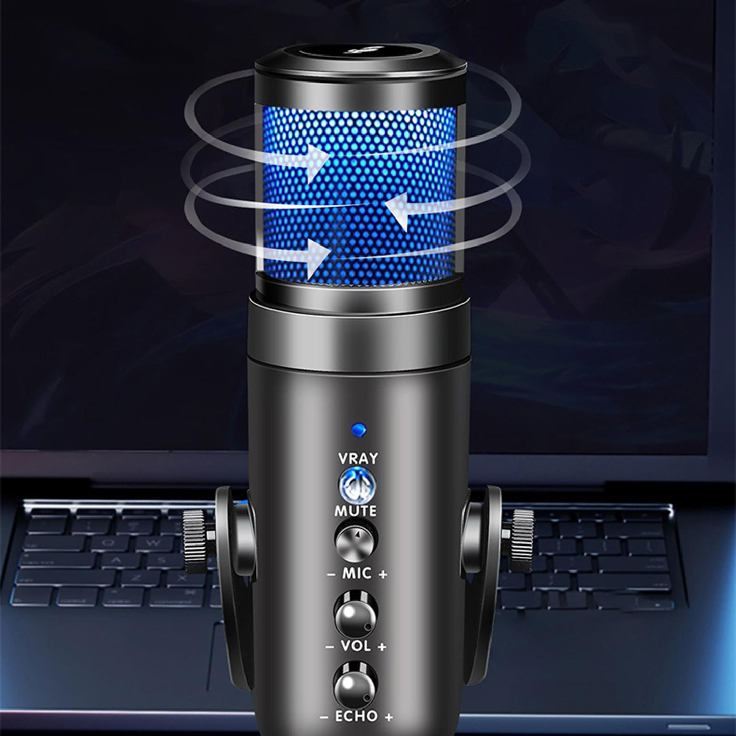 USB-C RGB Computer Microphone for PC Laptop Recording Mic Gaming Microphone