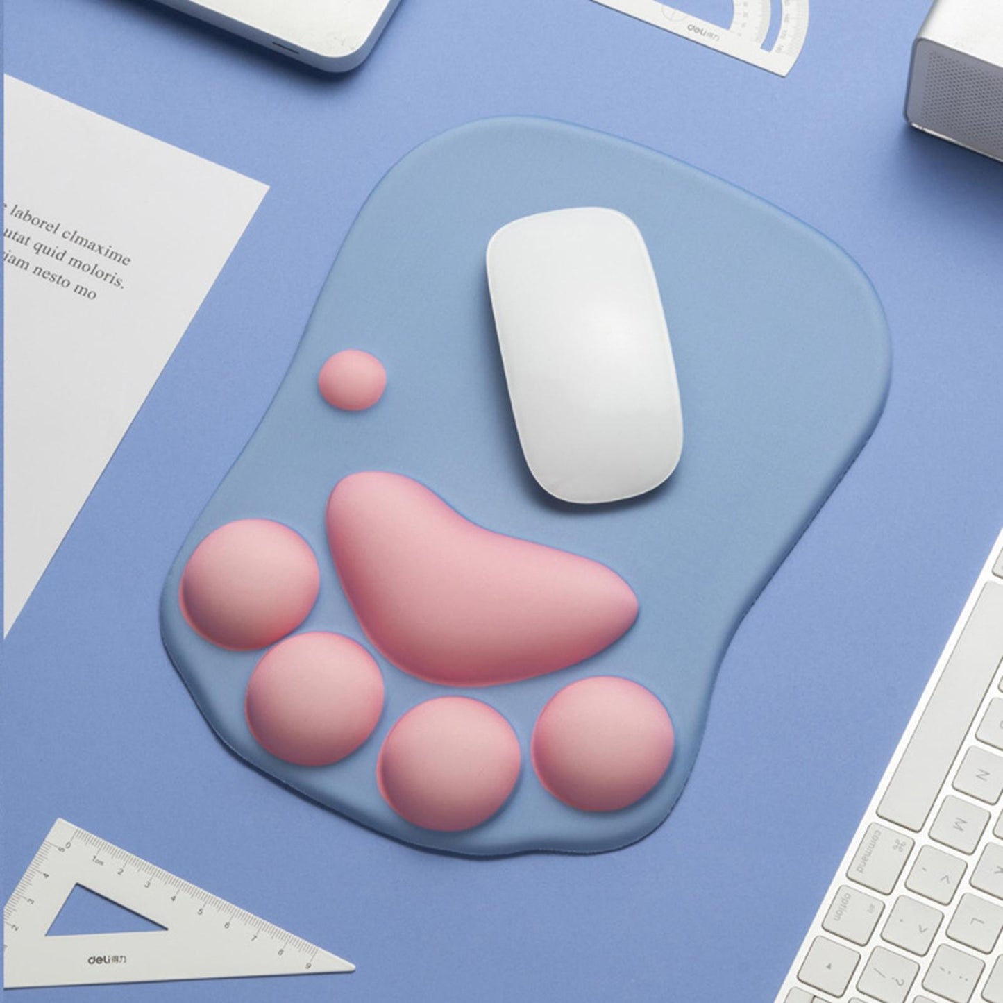 Mouse Pad Cat Paw with Wrist Support for Home Office Comfortable blue