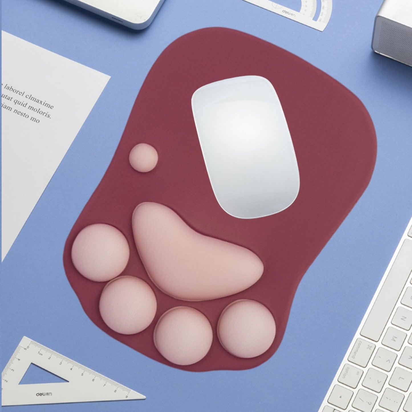 Mouse Pad Cat Paw with Wrist Support for Home Office Comfortable red