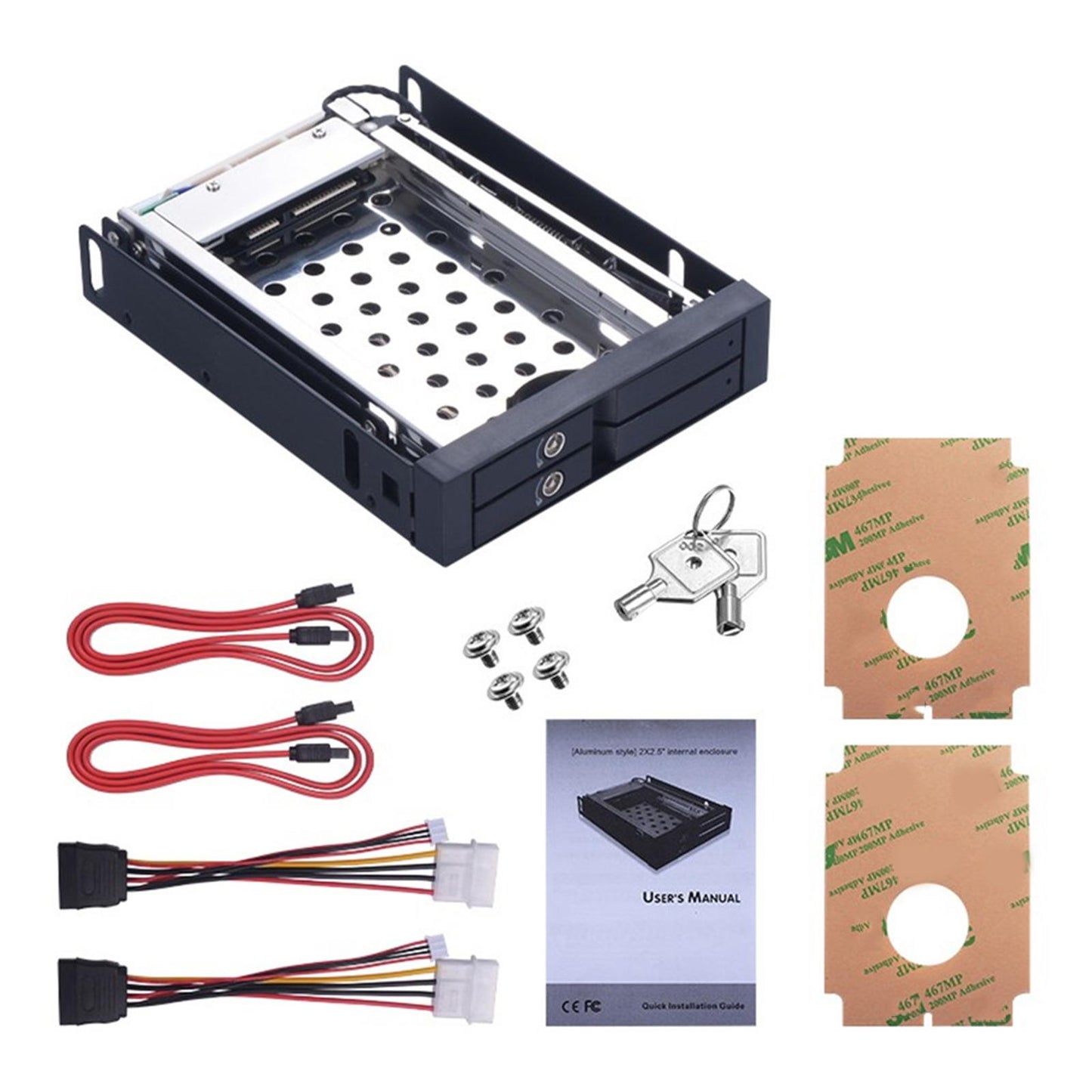 2.5'' SSD to 3.5'' Hard Disk Drive Mounting Bracket Kit SATA Power Cable