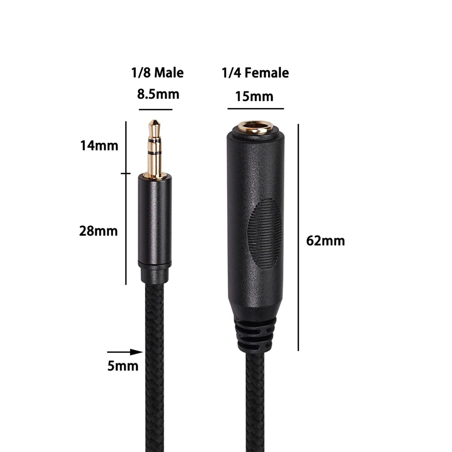 3.5mm Male to 6.35mm Female Stereo Audio Jack Pure Copper Adapter 1.5 meter