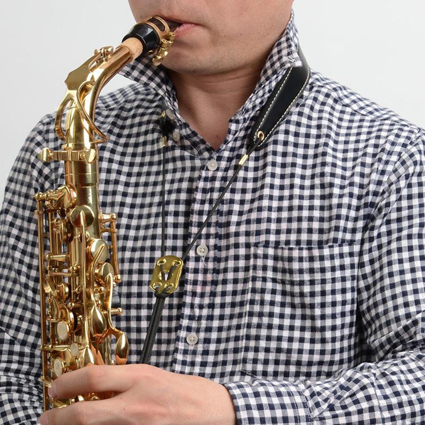 Alto Soprano Saxophone Neck Strap Sax Neckstrap Soft Leather Padded Rubber