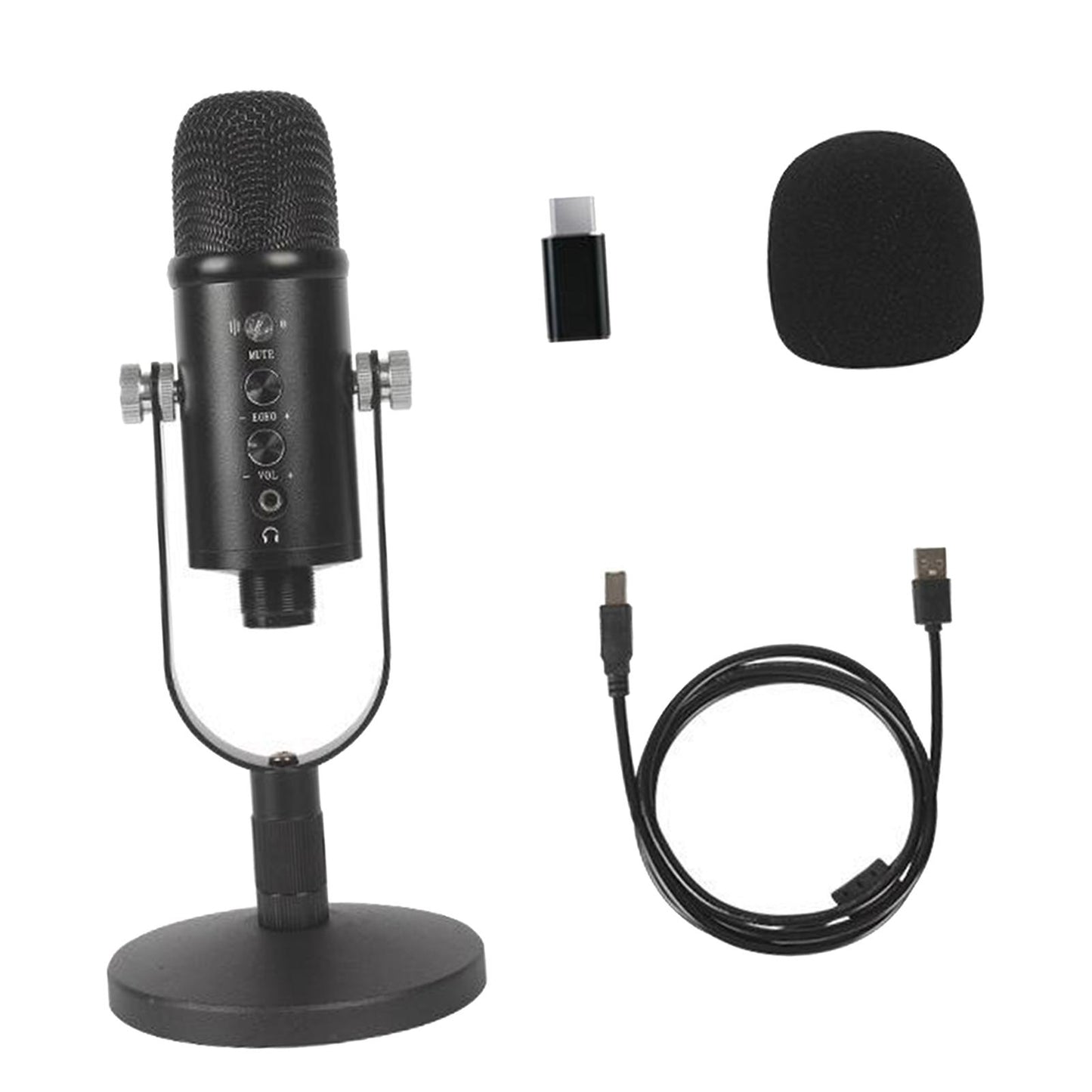 Condenser Podcasting Podcast Microphone w/ Mic Stand USB Cables Computer Mic