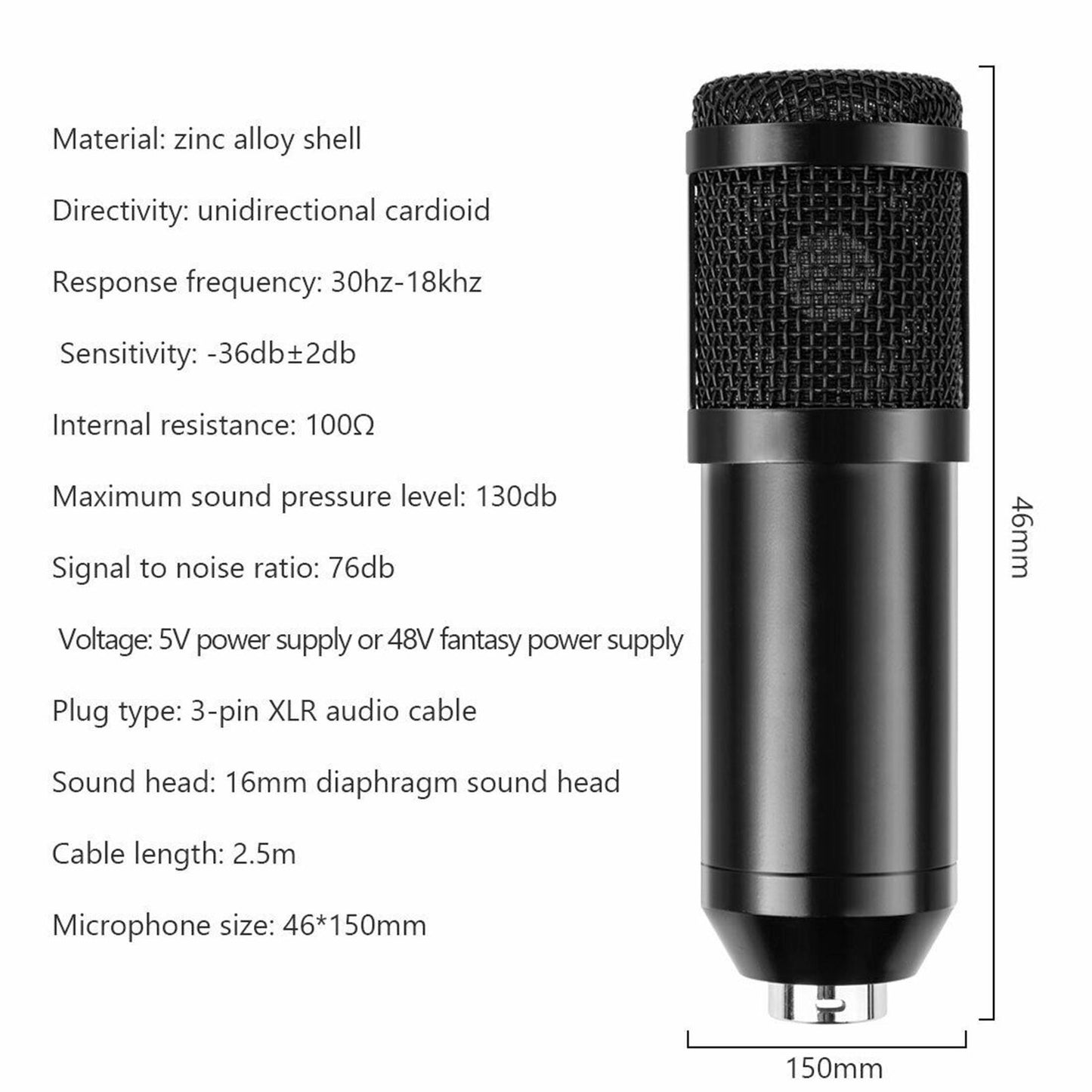 Broadcasting Studio Recording Condenser Microphone Kit Computer Cardioid Mic