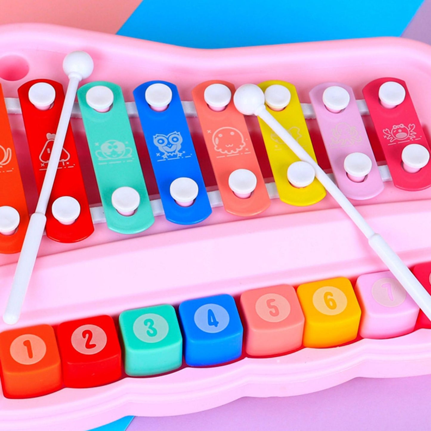 Wooden Xylophone for Kids Educational Development Musical Kid Play Toy Pink