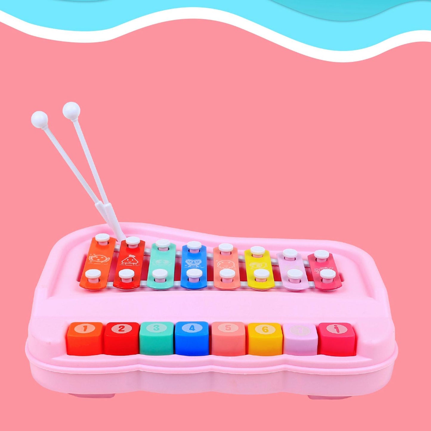 Wooden Xylophone for Kids Educational Development Musical Kid Play Toy Pink