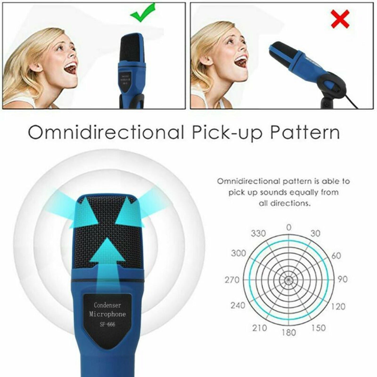 USB Microphone Computer Condenser PC Gaming Mic with Desktop Tripod Stand