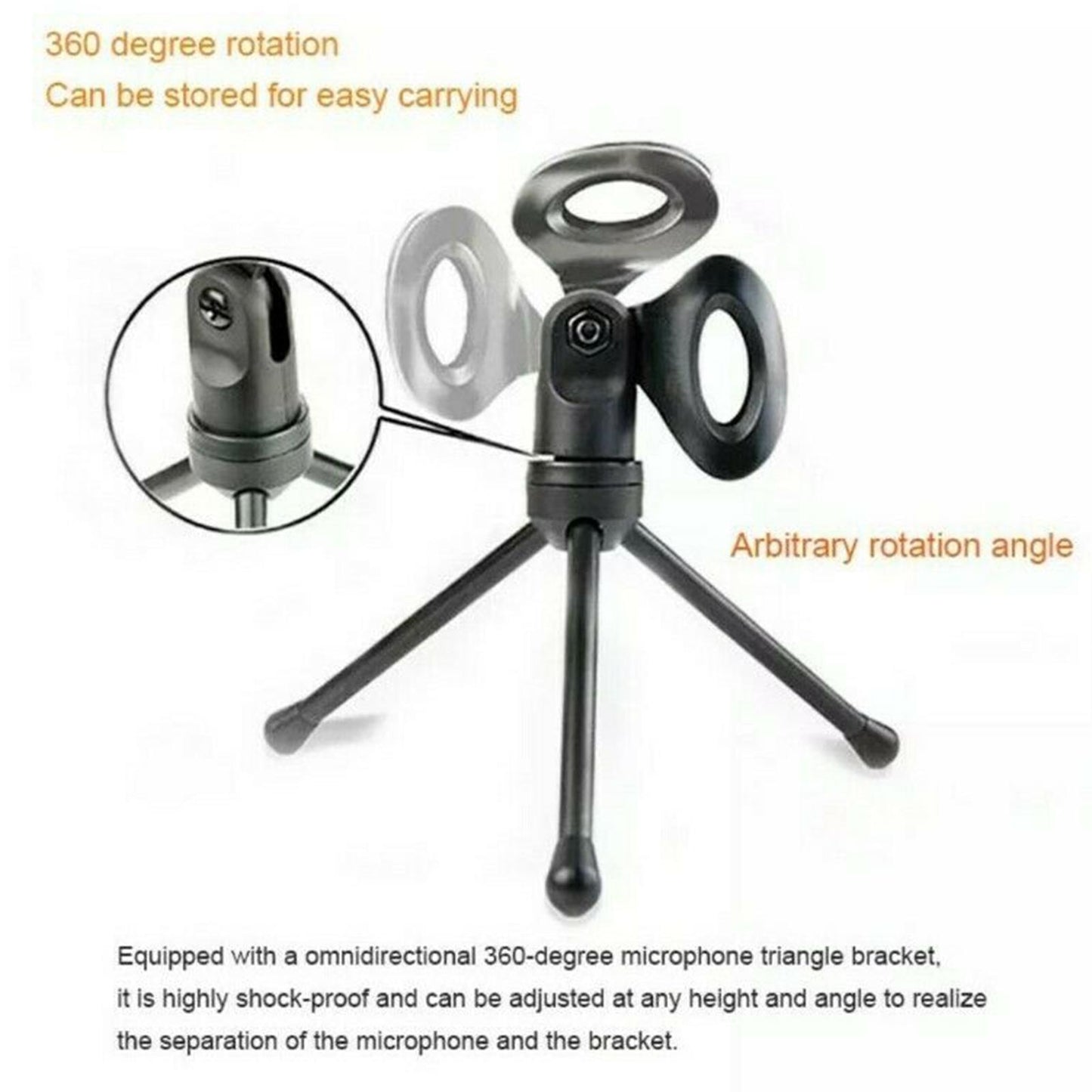 USB Microphone Computer Condenser PC Gaming Mic with Desktop Tripod Stand