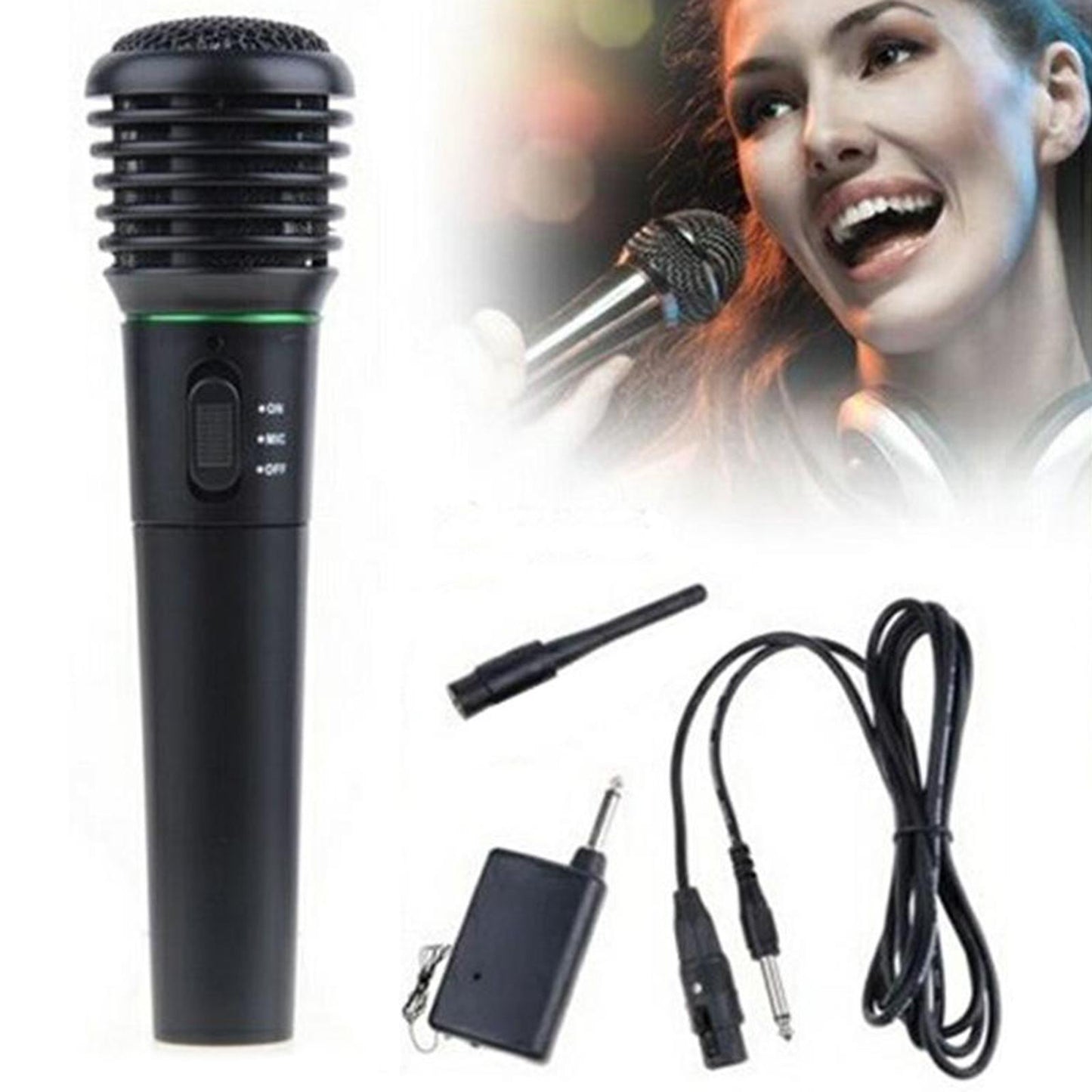 Pro VHF Wireless Wired 2 in 1 Handheld Microphone System for Singing Karaoke
