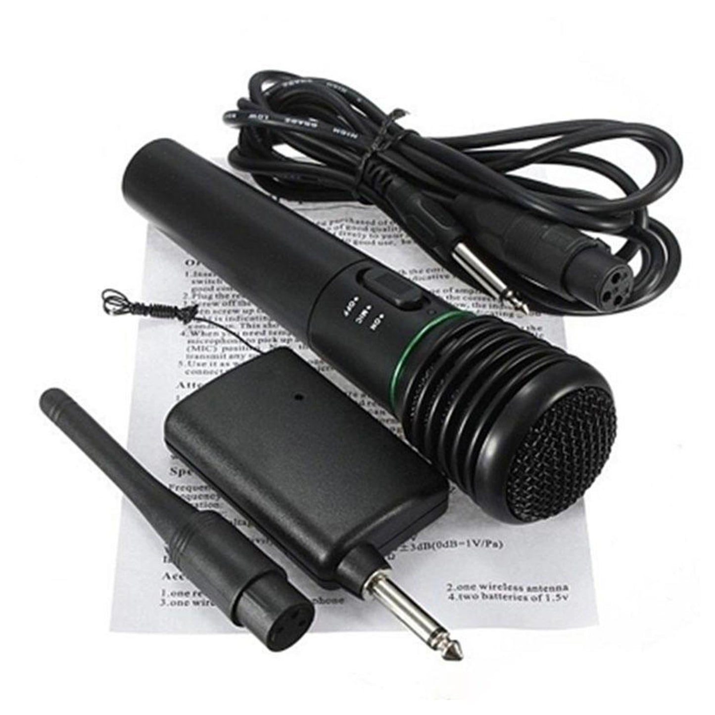 Pro VHF Wireless Wired 2 in 1 Handheld Microphone System for Singing Karaoke