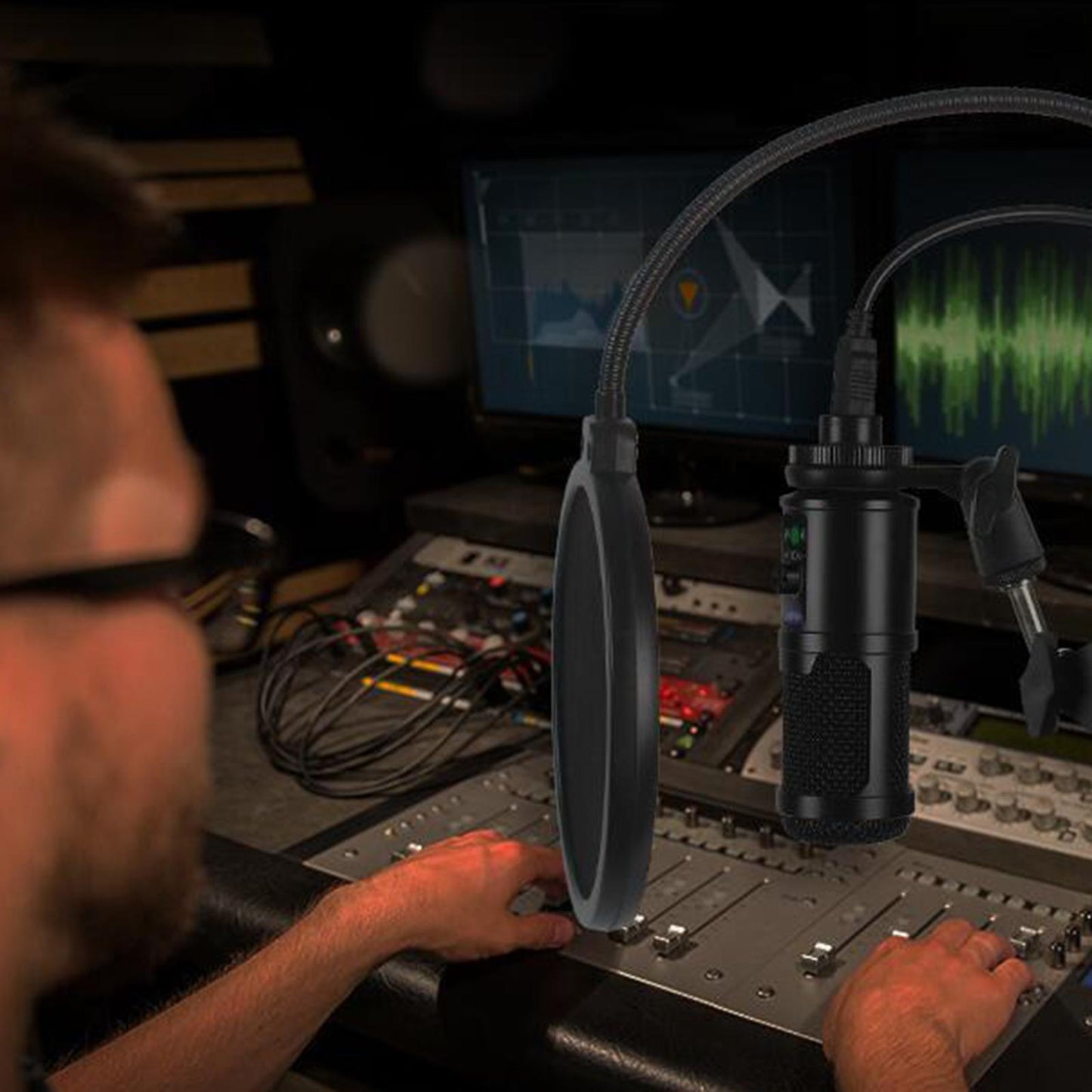 USB Microphone Kit with Mute Key Condenser Computer Cardioid Mic Recording