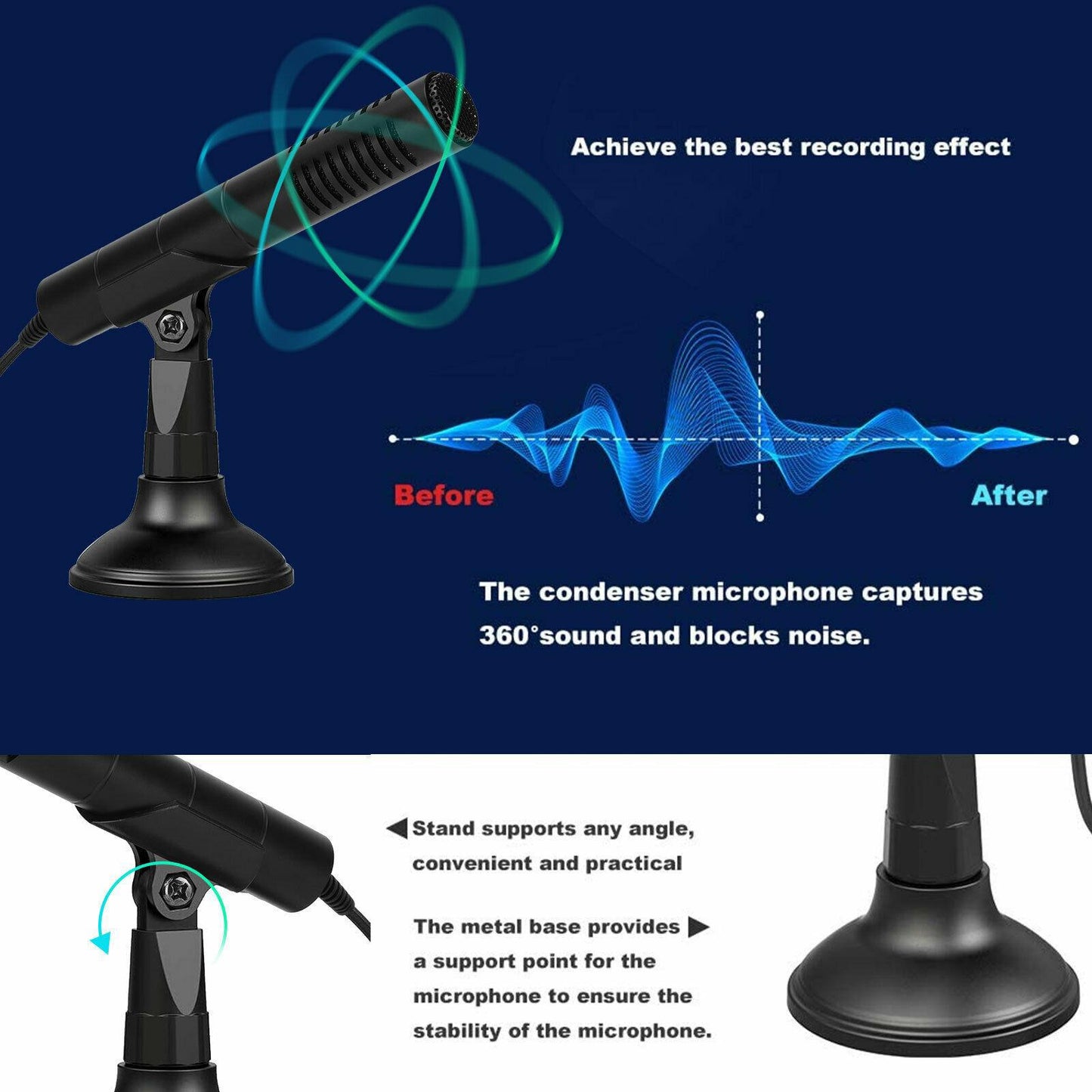 USB Condenser Microphone Professional Cardioid Computer Mic for Recording Style2