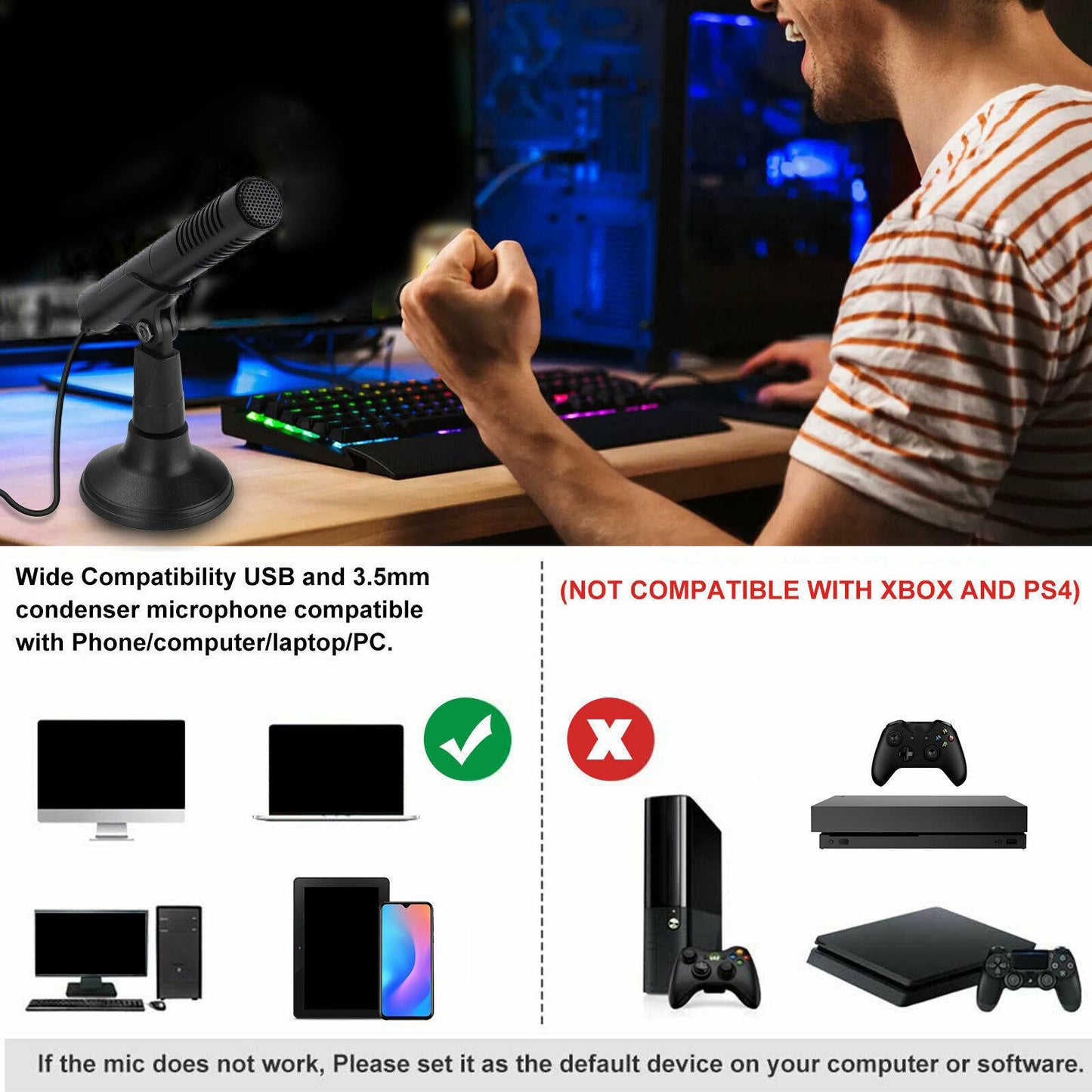 USB Condenser Microphone Professional Cardioid Computer Mic for Recording Style2