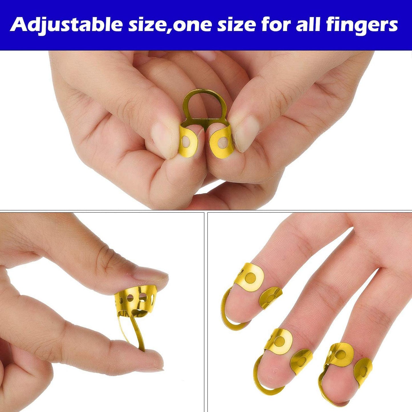 8pcs Metal Guitar Finger Picks Bass Guitars Fingerpicks Gold Large