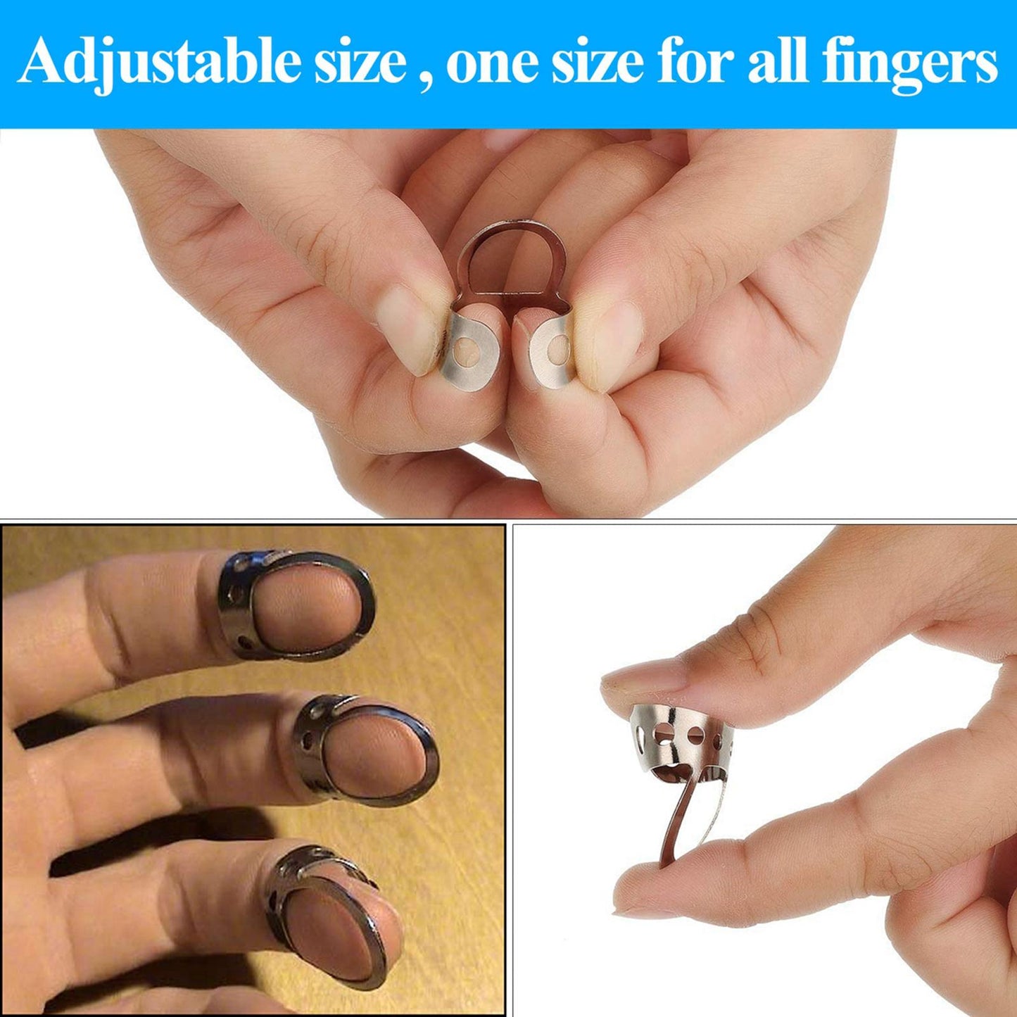 8pcs Metal Guitar Finger Picks Bass Guitars Fingerpicks Silver Large