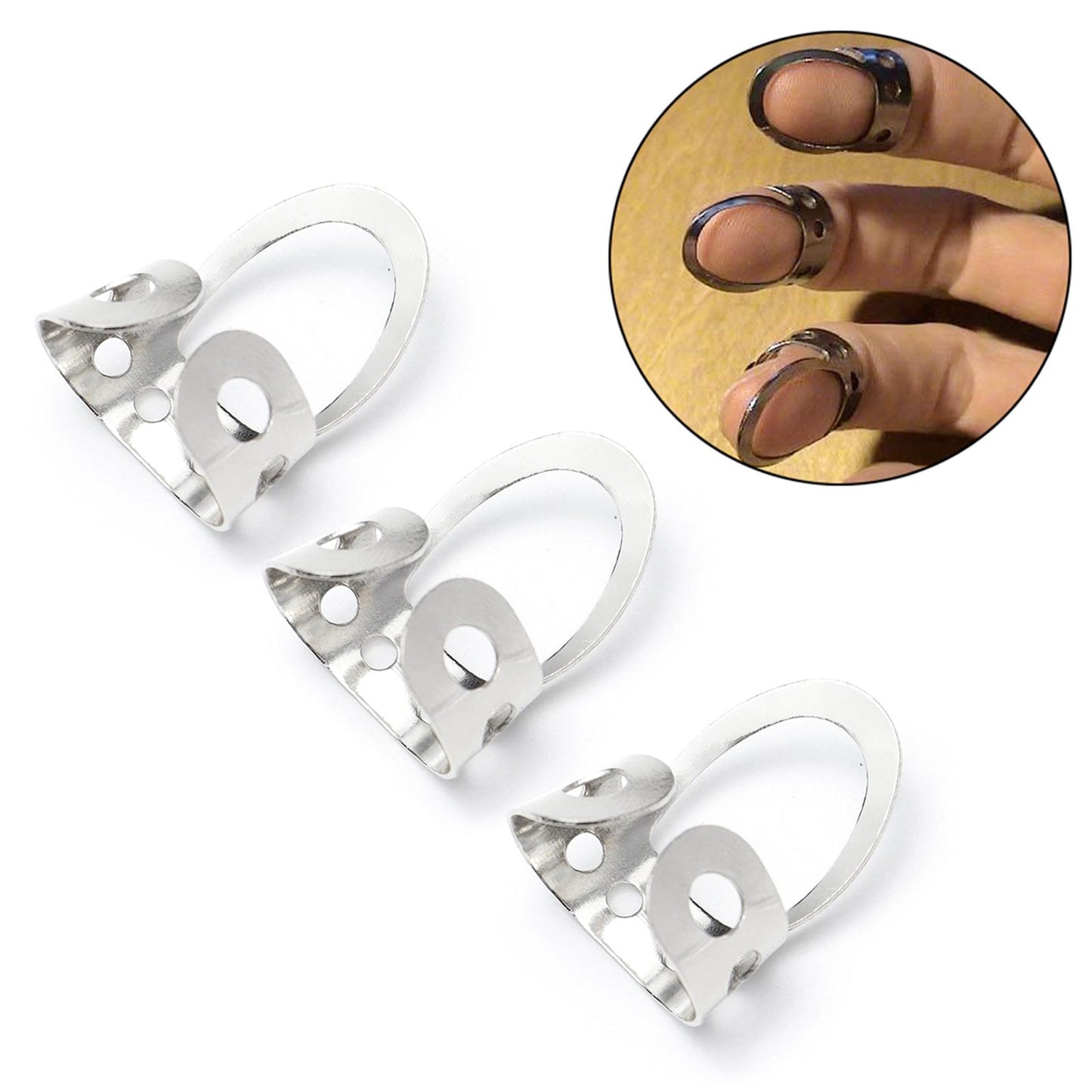 8pcs Metal Guitar Finger Picks Bass Guitars Fingerpicks Silver Large