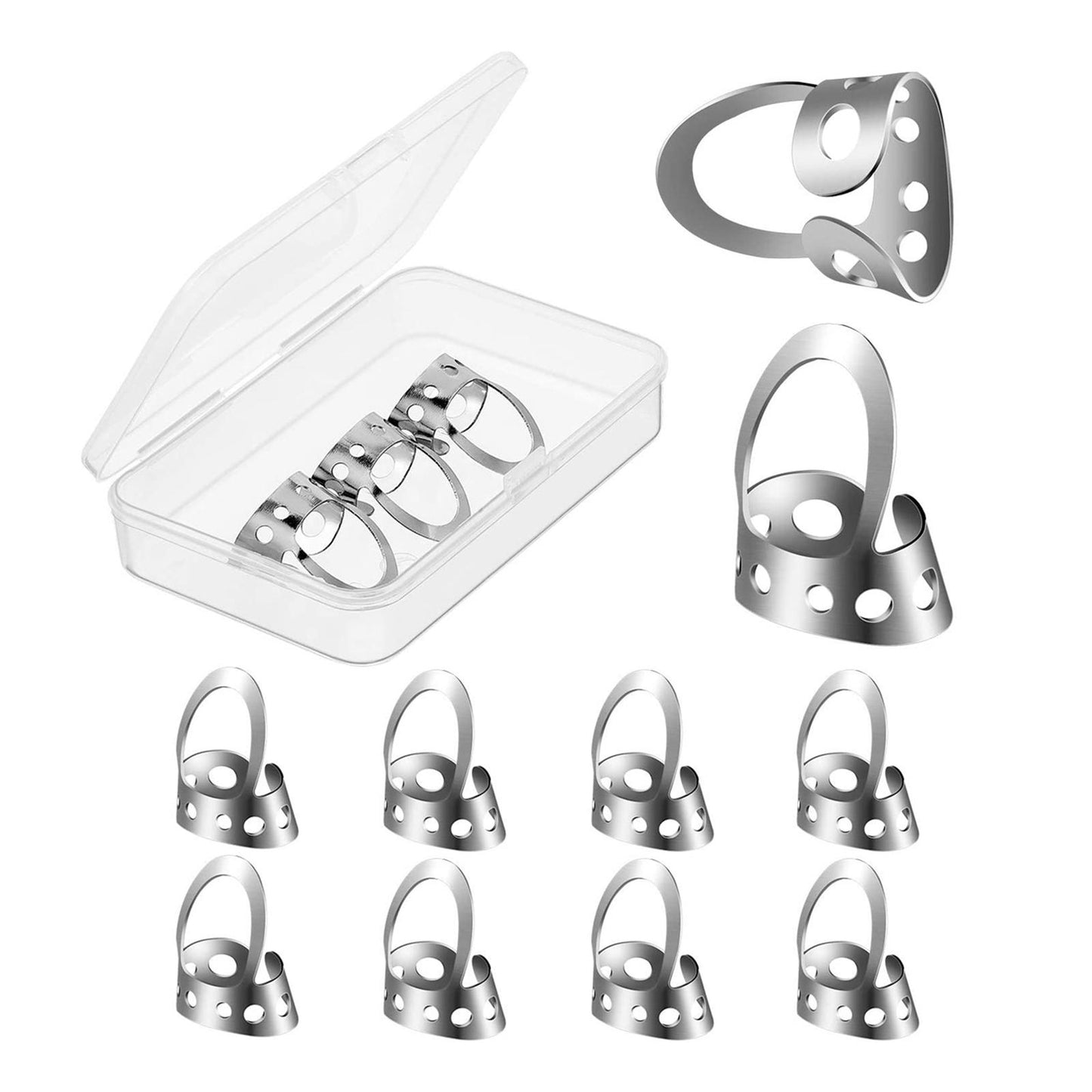 8pcs Metal Guitar Finger Picks Bass Guitars Fingerpicks Silver Medium