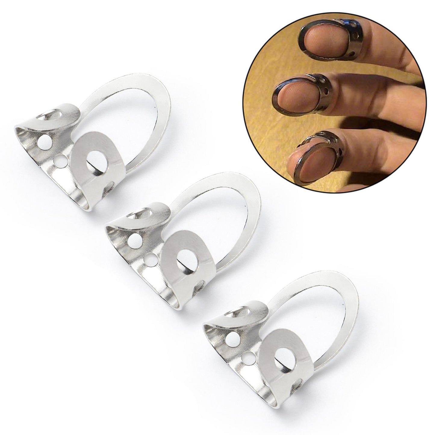 8pcs Metal Guitar Finger Picks Bass Guitars Fingerpicks Silver Medium