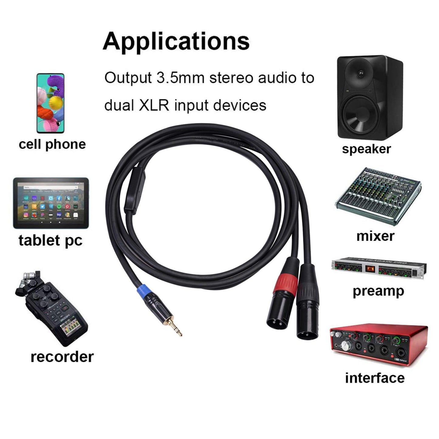 1pc Stereo Audio Cable Mini OFC Shield for Mixer PC Connection Livestream 1.8m