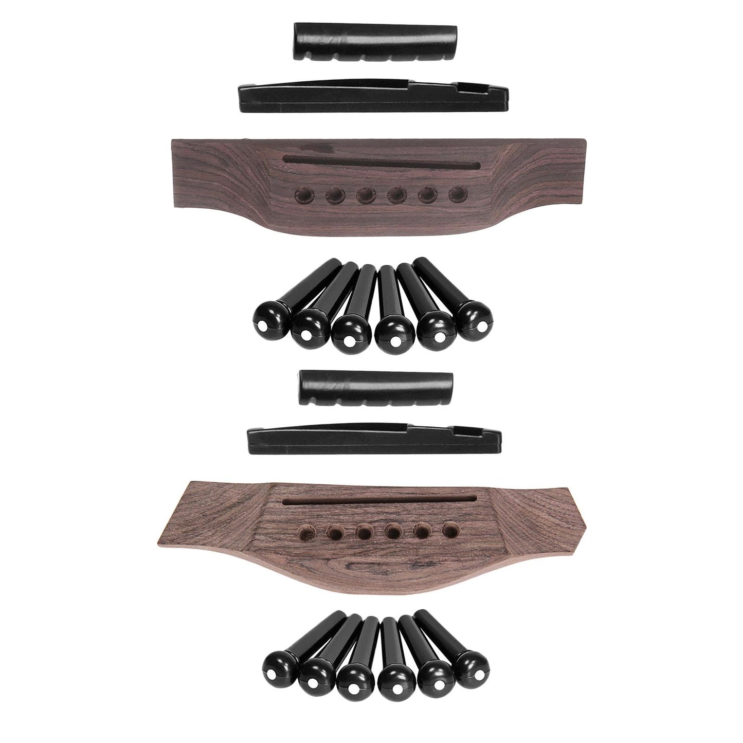 Acoustic Guitar Repairing Kit Guitar Bridge with 6 Pins Pegs Nut Saddle