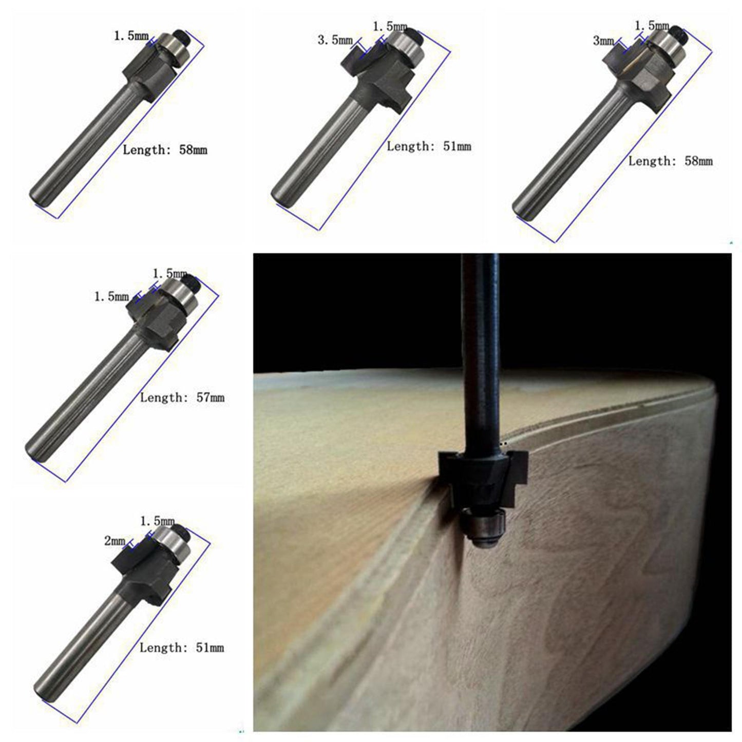 Guitar Edging Inlay Slot Tool T-knife Trimming Machine Guitar Milling Cutter 1.0 and 1.5mm