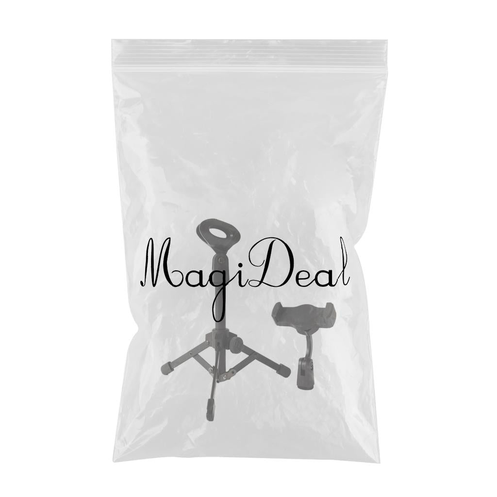 Mic Stand Desktop Tripod with Mic Clip Universal Portable for Lectures Live with phone stand