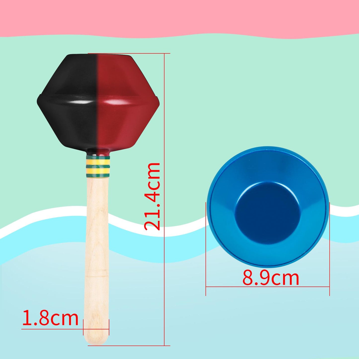 2 Pieces Preschool Children's Aluminum Sand Hammer Performing Sand Ball Red