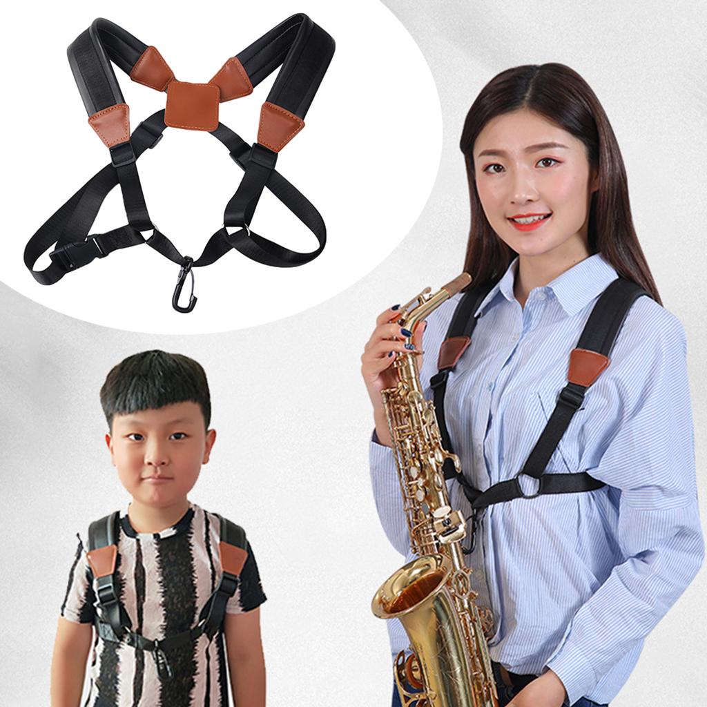 Soft Saxophone Strap with Hook Padded Widened Professional for Tenor Adult Black Small