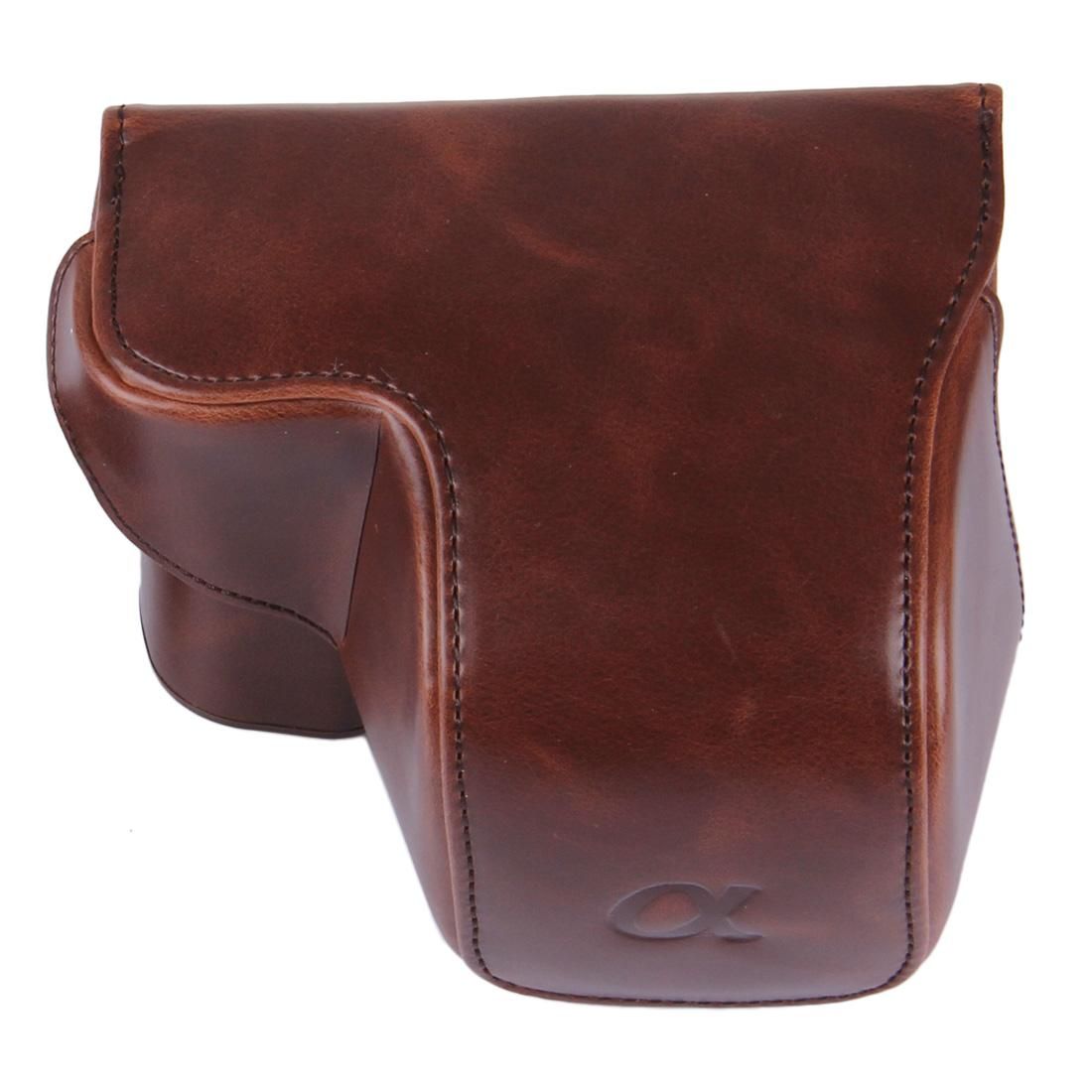 Digital Leather Camera Case Bag with Strap for Sony NEX6 (Coffee)