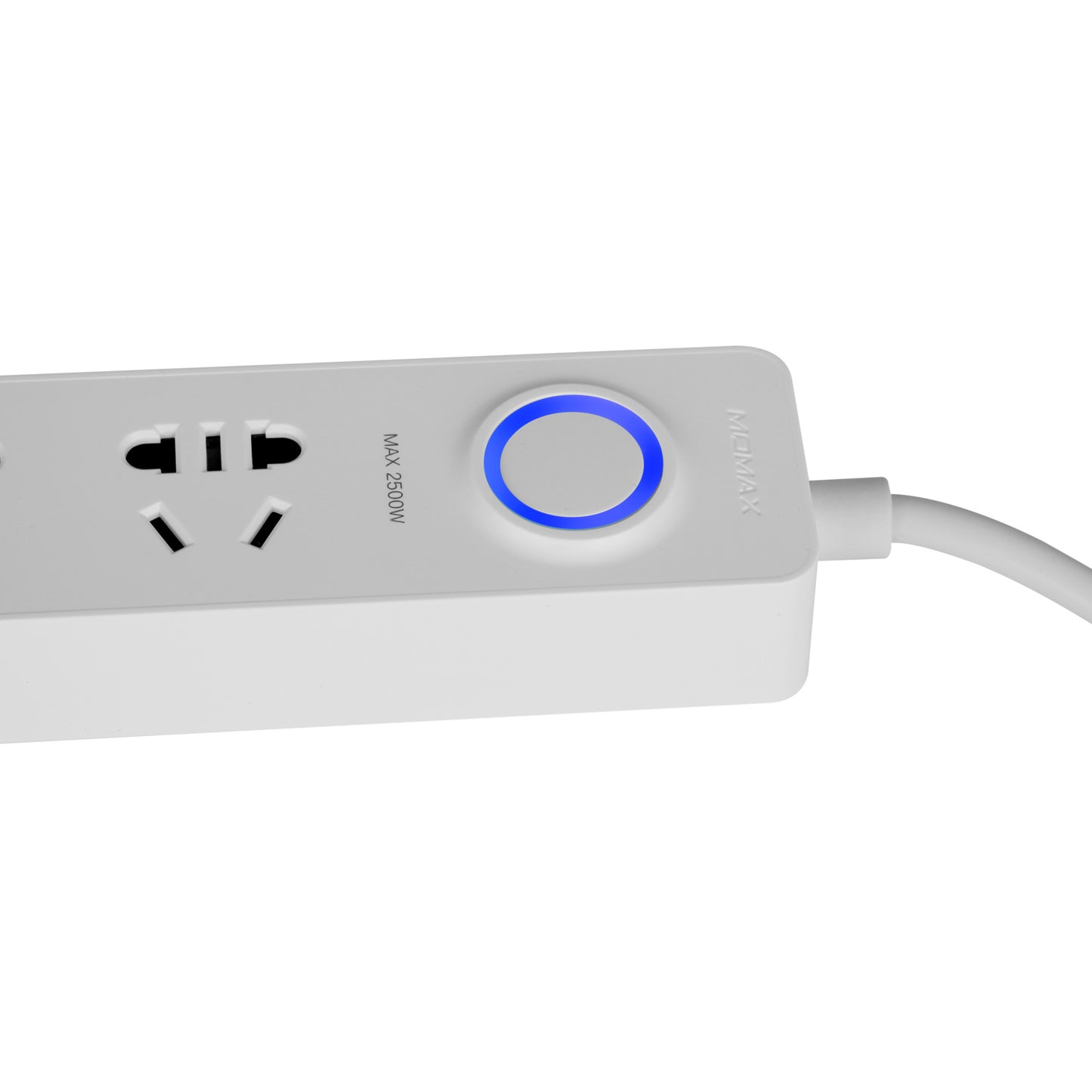 MOMAX 1-Plug 1.8m 2500W 3 AC Sockets Smart Power Strip with 3 USB Ports - White / AU Plug