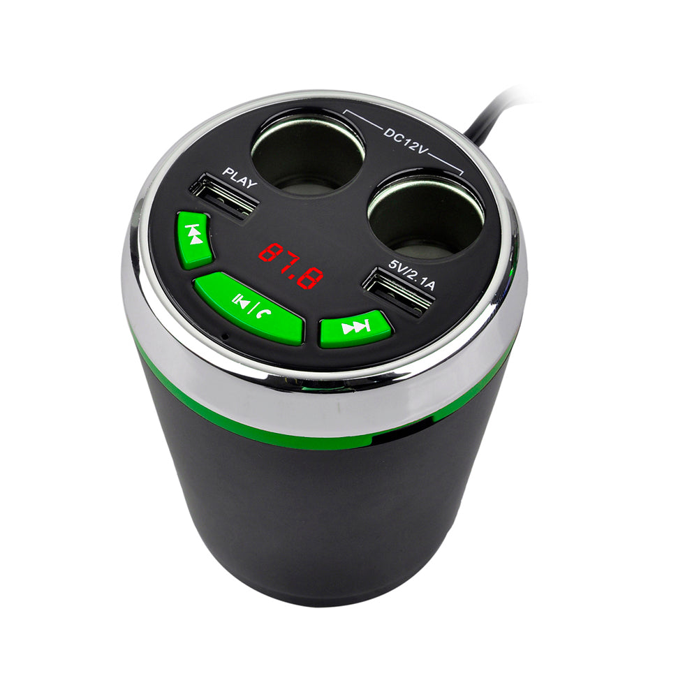 A23 Multi-functional Cigarette Lighter Bluetooth FM Transmitter Dual USB Car Charger Car Kit - Green