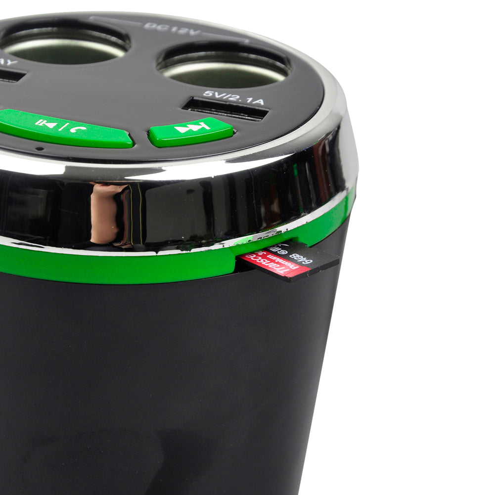 A23 Multi-functional Cigarette Lighter Bluetooth FM Transmitter Dual USB Car Charger Car Kit - Green