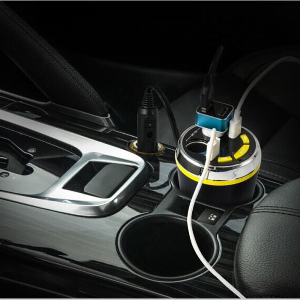 A23 Multi-functional Dual USB Car Charger Bluetooth Car FM Transmitter Support Hands-free Calls - Yellow