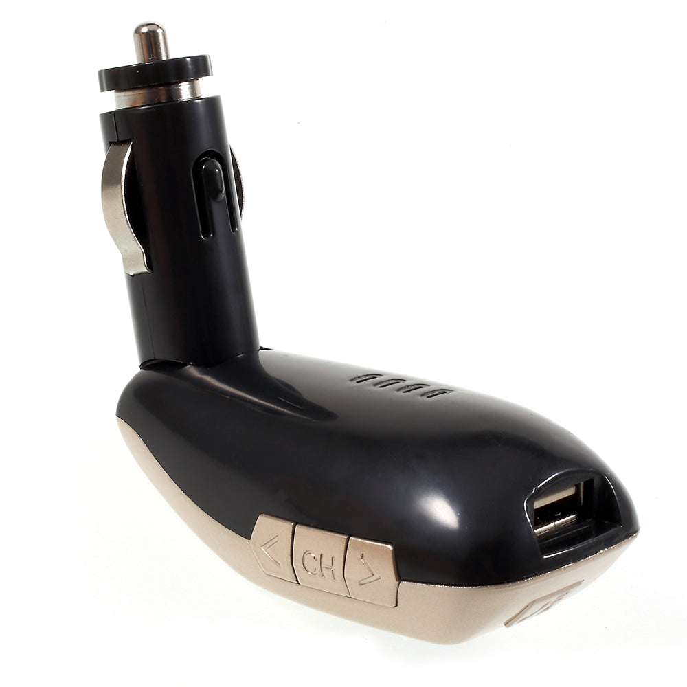 X8 Cigarette Lighter Bluetooth FM Transmitter Car Charger Car Kit Support TF Card / U Disk for iPhone 8/8 Plus - Gold Color