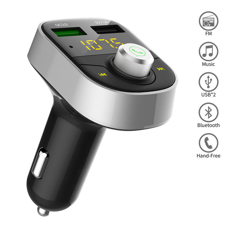 HY82S MP3 Music Player FM Transmitter Hands-free QC3.0 Dual USB Port Wireless Bluetooth Car Charger