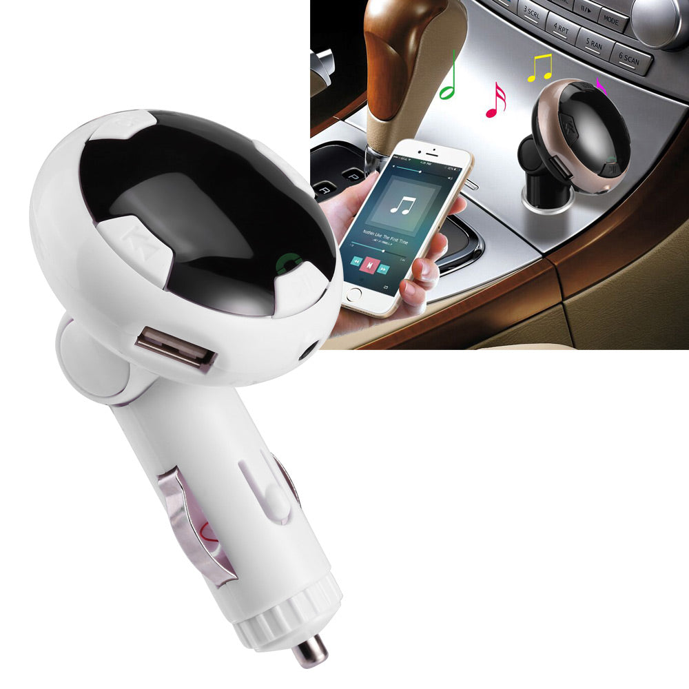 Car Hands-free Bluetooth MP3 Music Player FM Transmitter with Dual USB Output - White