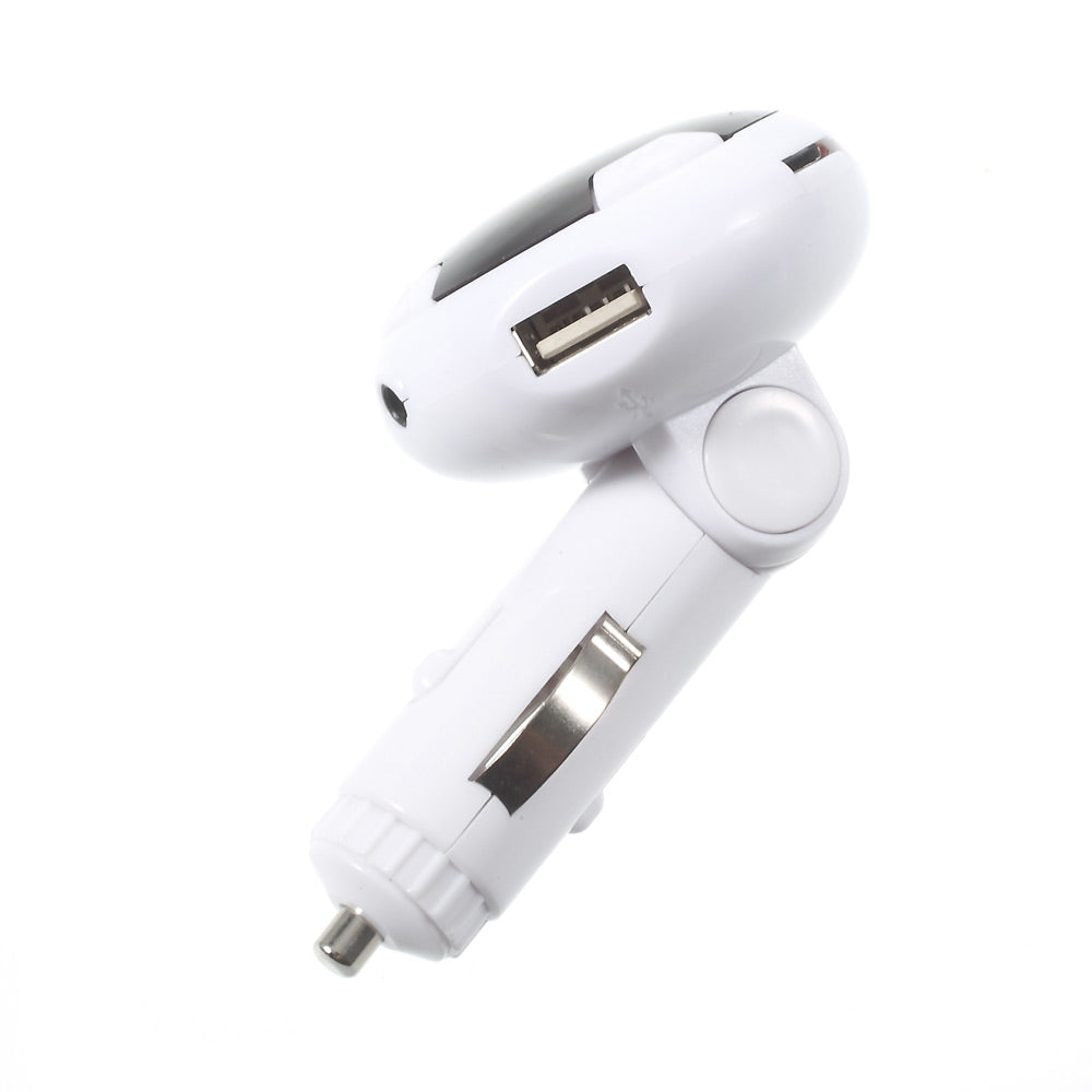 Car Hands-free Bluetooth MP3 Music Player FM Transmitter with Dual USB Output - White