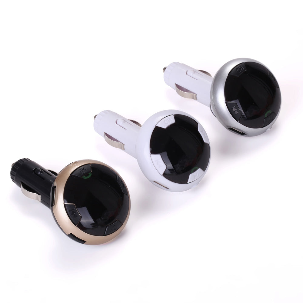 Car Hands-free Bluetooth MP3 Music Player FM Transmitter with Dual USB Output - White