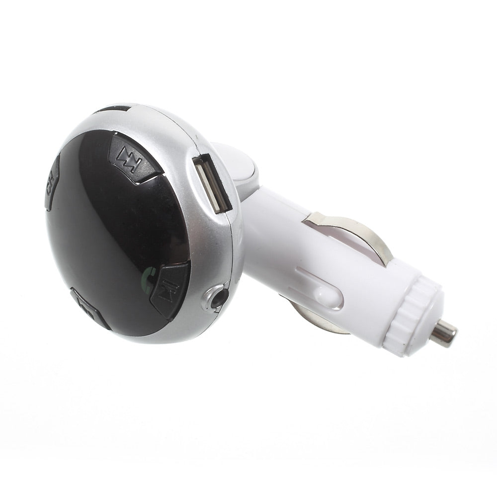 Car FM Transmitter Bluetooth MP3 Player Dual USB Car Charger with Dual USB Output - Silver Color