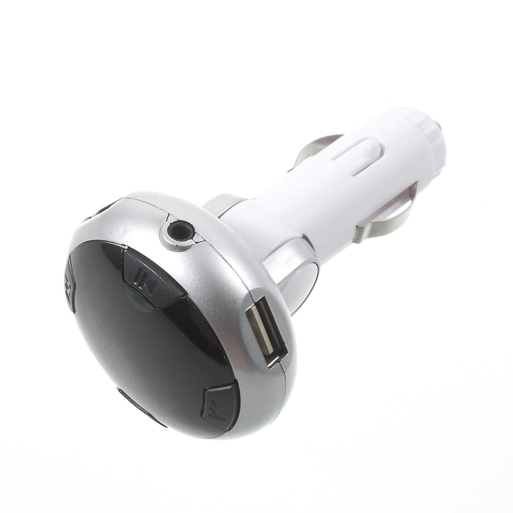 Car FM Transmitter Bluetooth MP3 Player Dual USB Car Charger with Dual USB Output - Silver Color