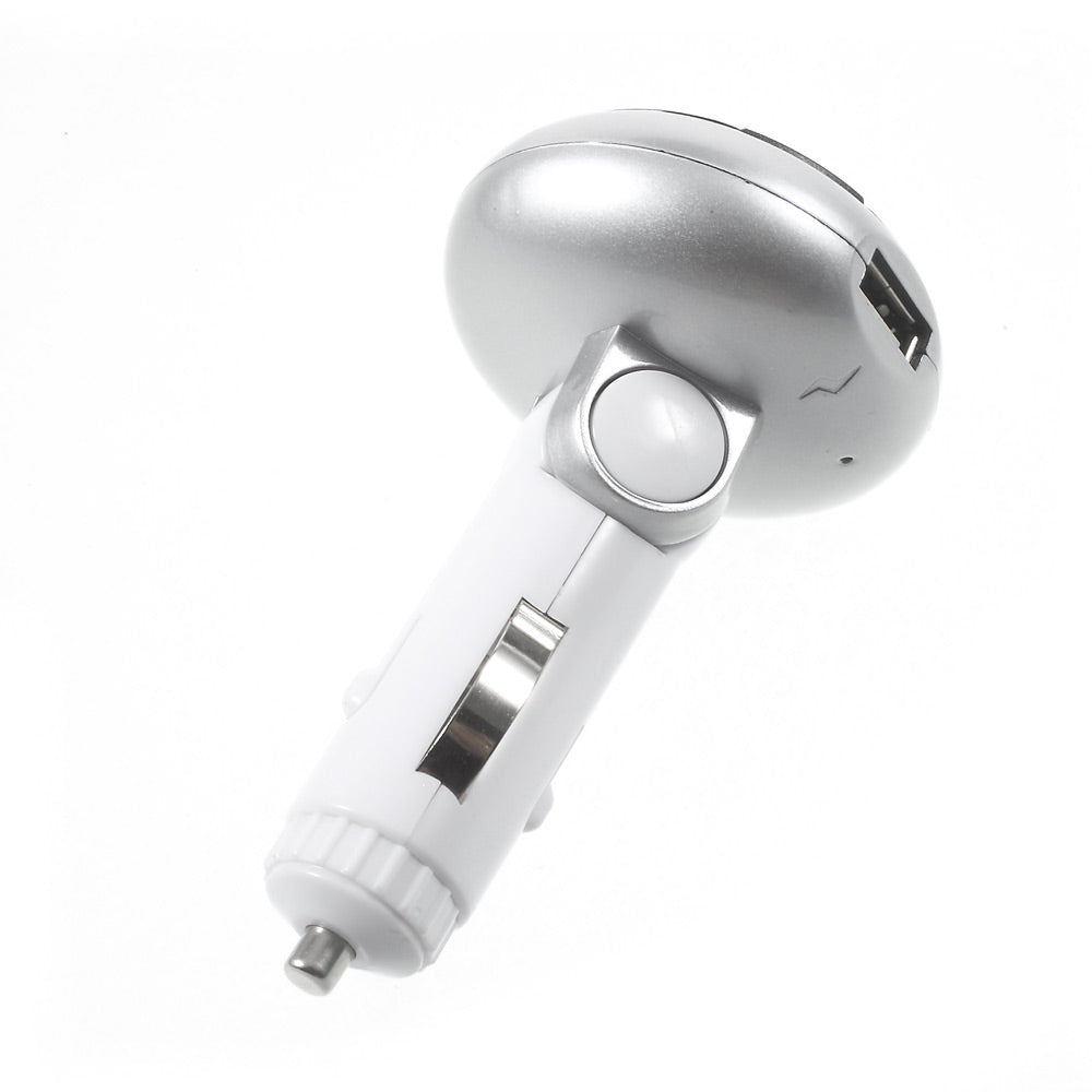 Car FM Transmitter Bluetooth MP3 Player Dual USB Car Charger with Dual USB Output - Silver Color