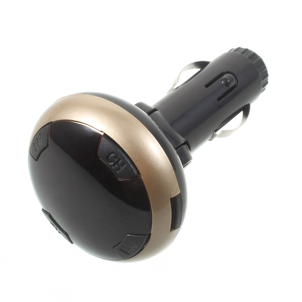 Dual USB Output Wireless Car Bluetooth Hands-free Music Player FM Transmitter - Gold Color
