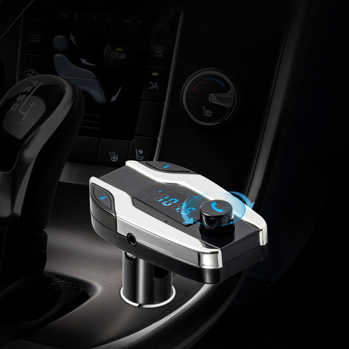 X7 Digital Display MP3 Player FM Transmitter Bluetooth Car Kit Support Aux-in / TF Card / U-Disk - Silver Color