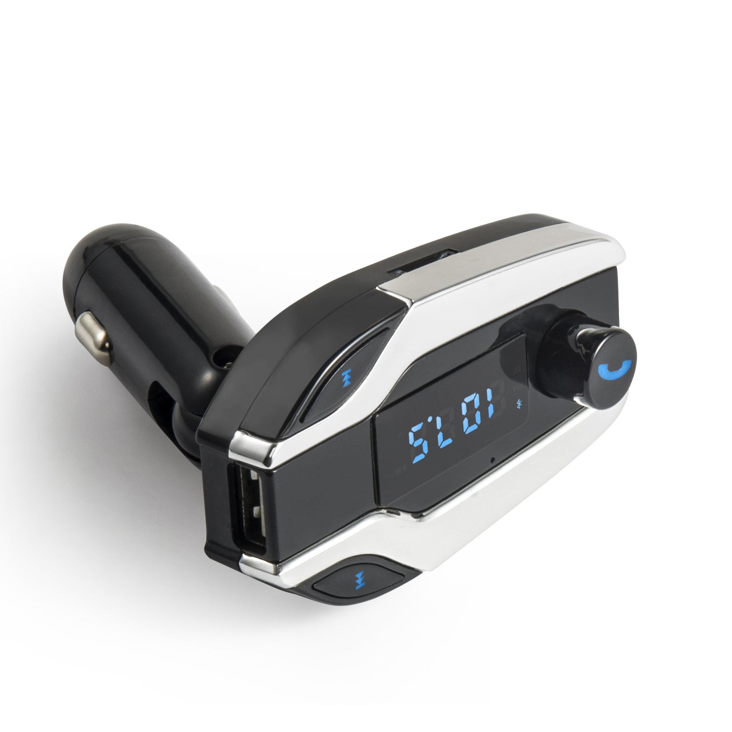 X7 Digital Display MP3 Player FM Transmitter Bluetooth Car Kit Support Aux-in / TF Card / U-Disk - Silver Color