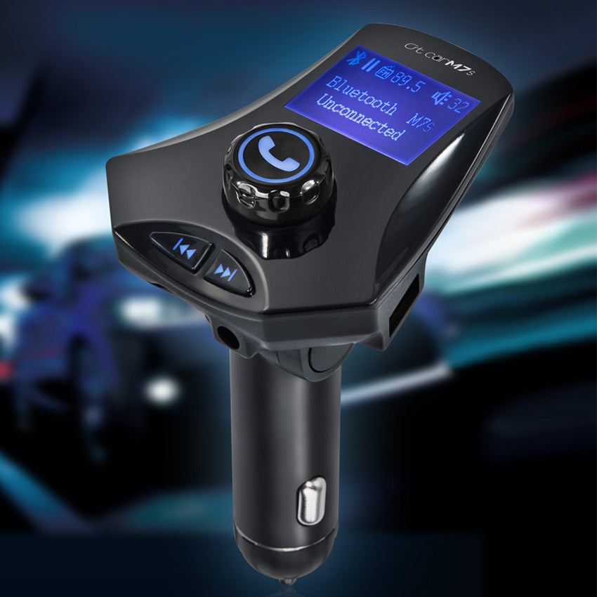 M7s LED Monitor Car MP3 Player Bluetooth FM Transmitter Car Kit Support Aux-in / TF Card / U-Disk - Black