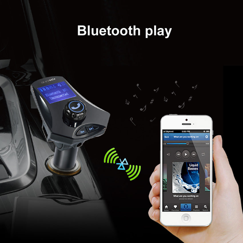 M7s LED Monitor Car MP3 Player Bluetooth FM Transmitter Car Kit Support Aux-in / TF Card / U-Disk - Black