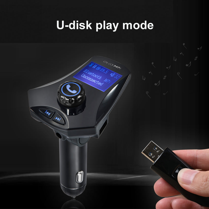 M7s LED Monitor Car MP3 Player Bluetooth FM Transmitter Car Kit Support Aux-in / TF Card / U-Disk - Black