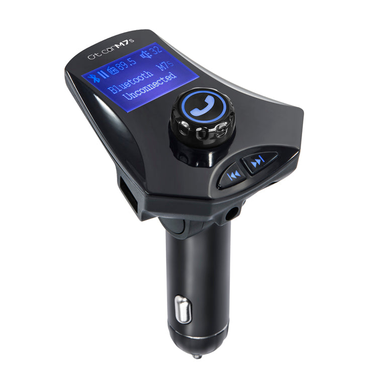M7s LED Monitor Car MP3 Player Bluetooth FM Transmitter Car Kit Support Aux-in / TF Card / U-Disk - Black